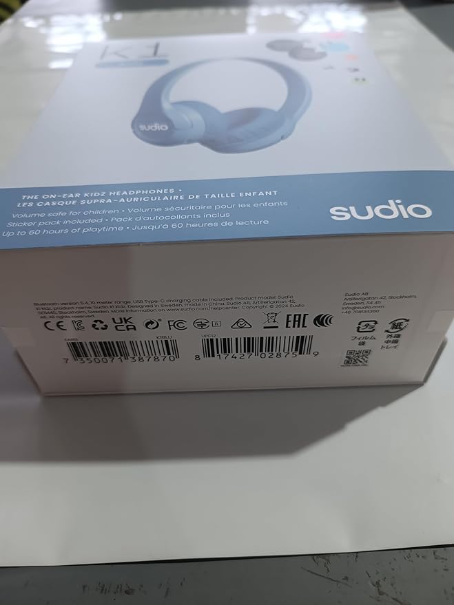 Sudio K1 Kids Wireless Headphones - Safe Volume Limit, Lightweight, Adjustable Fit, Bluetooth 5.0, Long Battery Life, Ideal for Children - Comfortable Over-Ear Design. (Blue)