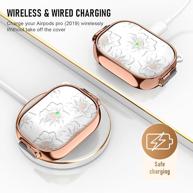 for Airpods Pro Case, Protective TPU Soft Cases Cover Rugged for Airpod Pro Case 1st Gen, Shockproof for Airpods Pro 2019 Case Men Women with Keychain,Morning Glory