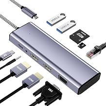Docking Station Dual Monitor, USB C to Dual HDMI Adapter, 10 in 1 Laptop Docking Station 3 Monitors with HDMI/VGA/PD/Ethernet/USB/SD/TF/3.5mm Audio - Image 1