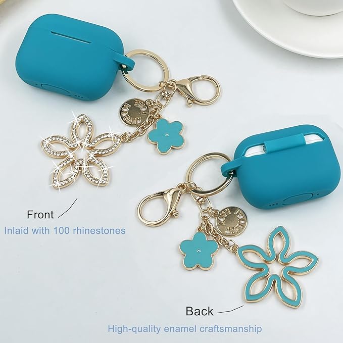 Compatible with AirPods Pro 2nd Generation Case with Cleaner Kit, Silicone Protective Case for Apple AirPod Pro 2nd/1st Earbuds Wireless Charging Cases with Bling Keychain (Aqua Green)