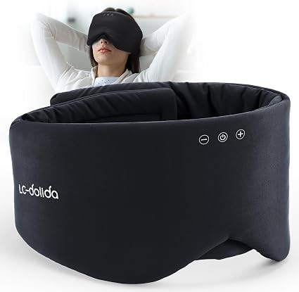Luxury Bluetooth 5.4 Sleep Mask for Adults - Ice Fiber Cooling & HD Sound, 100% Light Blocking Adjustable Eye Cover for Travel & Side Sleepers - Soft Sleep Headphones with 10H Playtime - Image 4