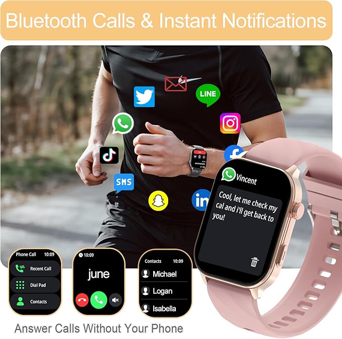 Smart Watch for Men(Answer/Make Calls),Built-in GPS,Fitness Tracker,2.1" Touch Screen, Heart Rate/Sleep Monitor, Pedometer,110+ Sport Modes Smartwatch for Android&iPhone (Golden)