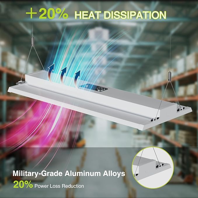 400W LED Linear High Bay Light 4FT, Adjustable 400W/320W/240W/100W With Motion Sensor, 60000LM, 120-277V, 0-10V, 5000K, Commercial Linear High Bay Led Shop Lights for Warehouse Workshops, 2 Pack, UL