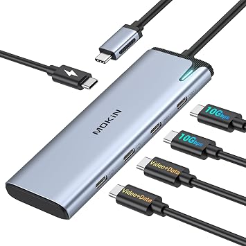 MOKiN USB C Splitter for Dual Monitors 4K@60Hz DP Alt Mode for Laptops