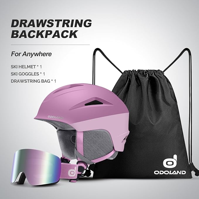 Odoland Ski Helmet, Snowboard Helmet with Ski Goggles for Adults and Youth, Audio Compatible, Shockproof, Windproof, Safety Snow Sports Helmet and Protective Glasses for Men Women