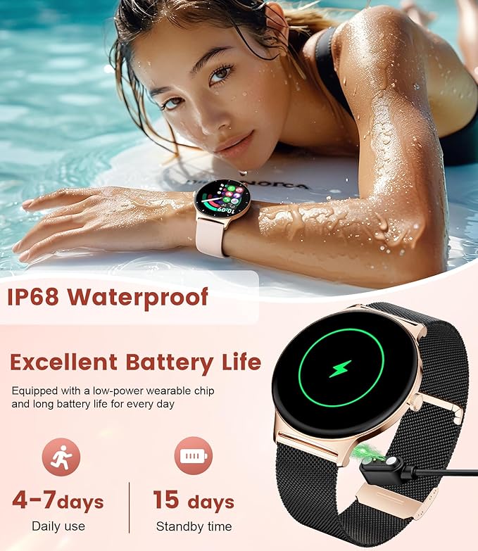 LIGE Smart Watches for Women with Answer/Make Calls, 1,43" HD AMOLED Smart Watch with 120+Sports Fitness Tracker/Calorie, IP68 Waterproof Reloj Inteligente para Mujer, Android iOS SmartWatch