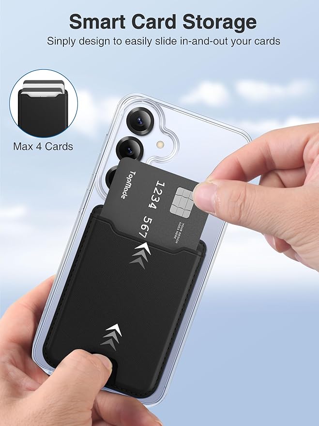TopMade for MagSafe Wallet, Magnetic Wallet for Samsung Galaxy S26/S25/S24 Series and Z Fold 7 with Magnetic Case, Phone Card Holder for iPhone 16/15/14/13/12, RFID Blocking, Fits 4 Cards, Black