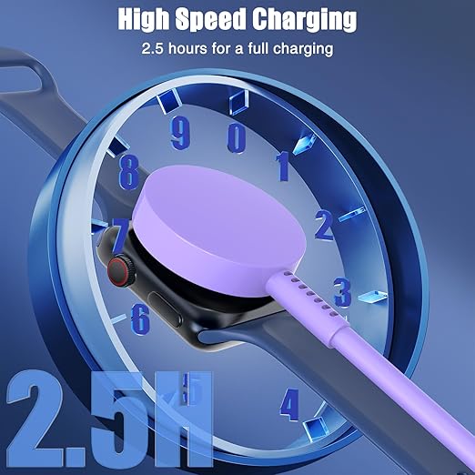 2Pack for Apple Watch Charger USB C Magnetic iWatch Charger Cable Fast Charging Cord Compatible with Watch Ultra2 Ultra Series 9 8 7 6 SE SE2 5 4 3 2 1-3FT(1M) Purple