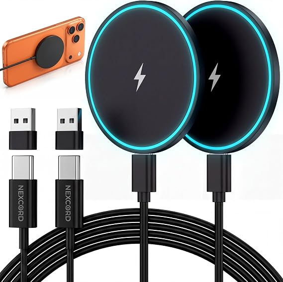 Magnetic Wireless Charger 2Pack, Fast Charging Pad, 6FT Cable, Black - Image 7