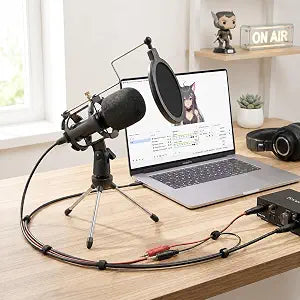 Japard Gaming USB Microphone for PC High Sensitivity, Mini Condenser 3.5 mm Plug for iPhone iPad Android, Broadcast Music Recording Set for Computer Meeting Podcast, Gift for Kids
