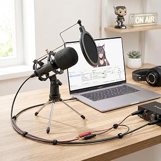 Japard Gaming USB Microphone for PC High Sensitivity, Mini Condenser 3.5 mm Plug for iPhone iPad Android, Broadcast Music Recording Set for Computer Meeting Podcast, Gift for Kids - Image 1
