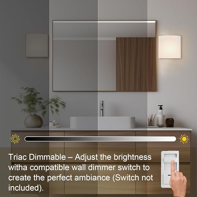 LED Wall Sconce Lights Indoor Sconces Wall Lighting LED Vanity Lights, Brushed Nickel 4 Light Bathroom Vanity Light Fixtures with White ABS Shade for Hallway Bedroom Living Room