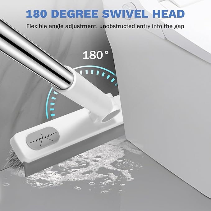 SetSail Grout Cleaner Brush with Long Handle & 3-in-1 Tile Tub Floor Scrubber, V-Shaped Floor Scrub Brush Swivel Grout Brush Stiff Bristle Floor Grout Scrubber for Bathroom