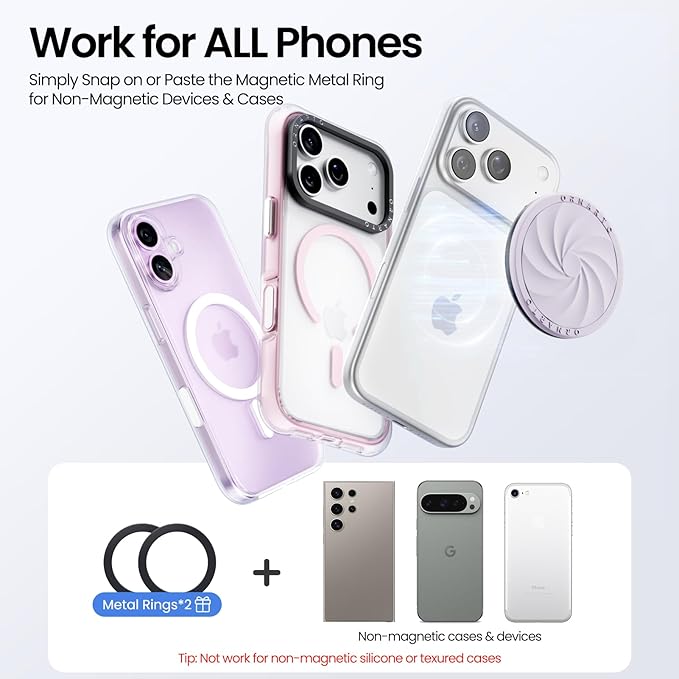 ORNARTO Vortuxe for MagSafe Phone Grip with Kickstand, Soft Liquid Silicone Finger Loop Grip, Phone Ring Holder for Back of Phone, Premium Build & Comfy Touch, Purple