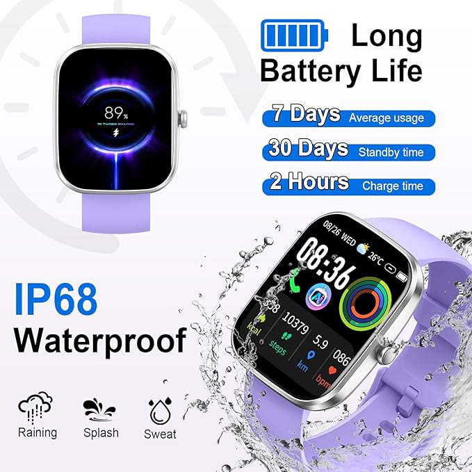 AI Smart Watch with ChatGPT, 1.91" Bluetooth Calling Smartwatch for Men Women, 110+ Fitness Modes Activity Tracker, Sleep/Heart Rate/Calorie Monitor, IP68 Waterproof Step Counter for Android iOS