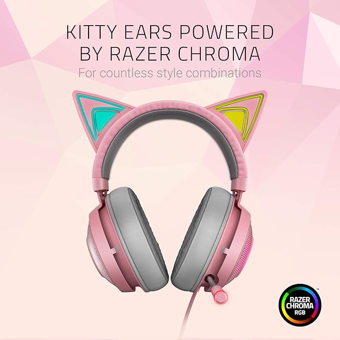 Razer Kraken Pink Kitty Edition, Wired (Renewed)