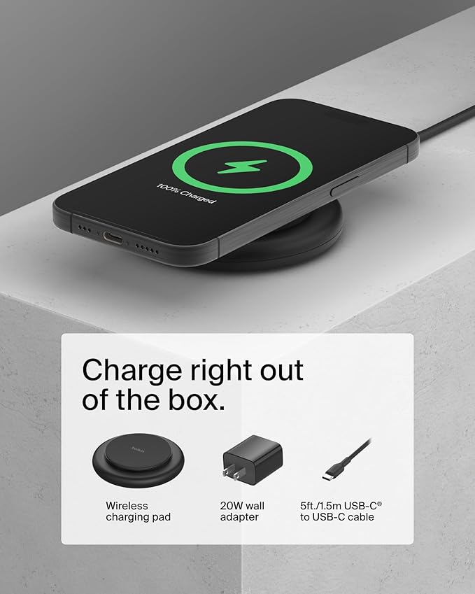 Belkin Qi2 15W Magnetic Wireless Charger with Power Supply