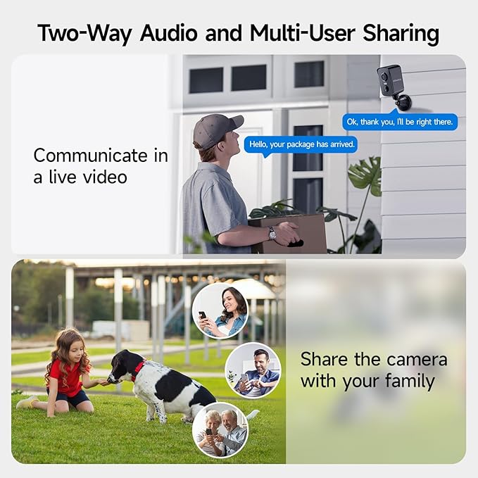 Security Cameras Wireless Outdoor, 2K Pan Rotating 300° Battery Powered WiFi Camera with PIR Human Detection, Color Night Vision, 2-Way Audio, Alarm, Weatherproof, Cloud/Local Storage