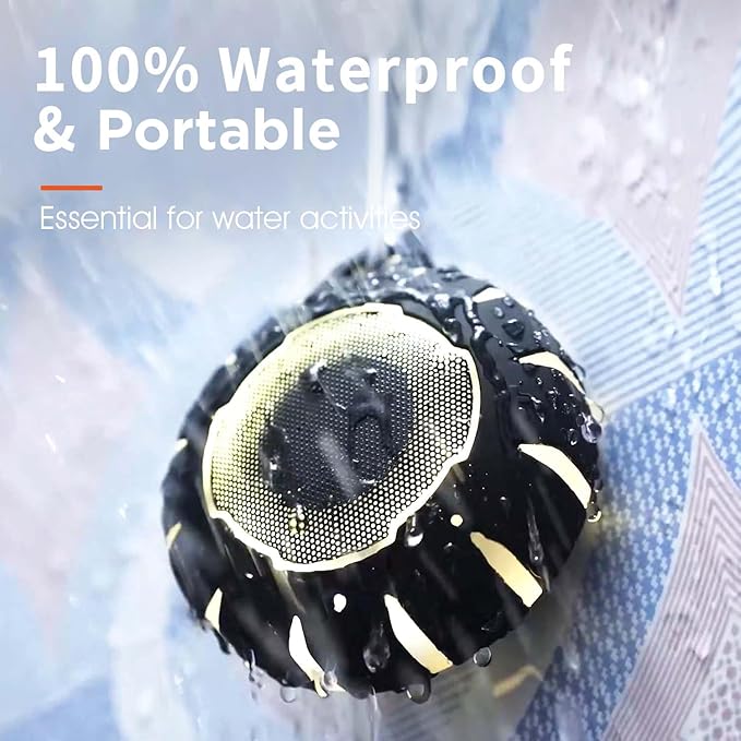 HEYSONG Waterproof Shower Bluetooth Speaker, Durable & Portable with Clear Sound, Ideal for Shower, Pool, Beach & Kayaking – Great Gift for All Ages
