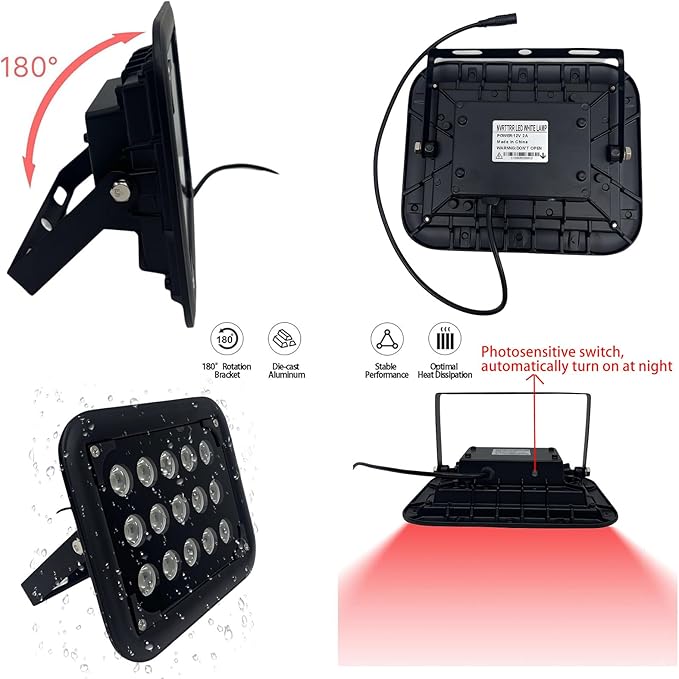 IR Illuminator for CCTV Security Cameras,12V ir Light 6 LED Infrared Illuminator Lights, Rainproof, Automatic Switch at Night (20-lamp IR Illuminator Aluminum)