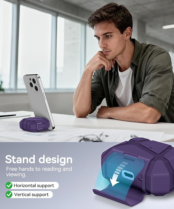 for AirPods Pro 3rd Case (2025 New),Secure Lock & Phone Stand Design Compatible with Airpods Pro 3 Generation Cover with Cleaner Kit-Purple