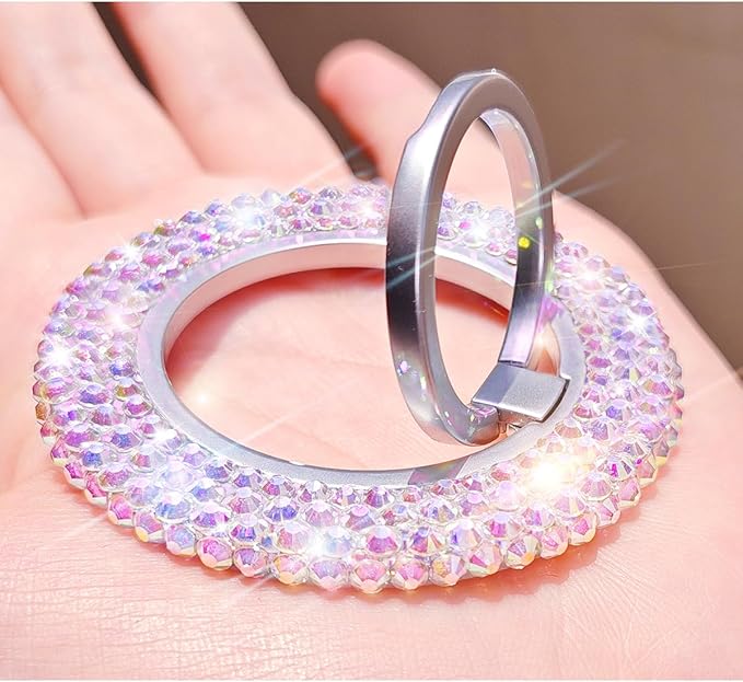 Bling Magnetic Cell Phone Ring Holder Grip ，Glitter Sparkle Magnet Finger Phone Ring Grip Stand Holder Compatible with iPhone 16 15 14 Plus 13 12, Pro, Pro Max