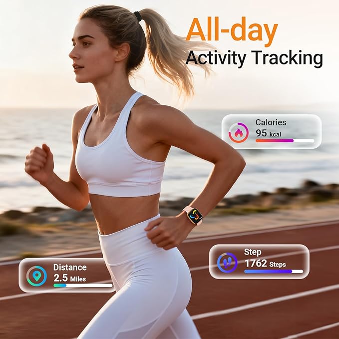 Fitpolo Smart Watch for Women, 1.85" AMOLED Fitness Tracker with Bluetooth Call, Heart Rate/Sleep/SPO₂ Monitor, 100+ Sports Modes, 3ATM Waterproof Smartwatch for Android/iPhone, Includes 2 Bands