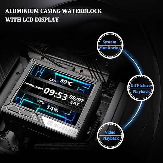 Thermalright Mjolnir Vision 360 ARGB Black-AIO CPU Liquid Cooler,IPS LCD Screen with 320 * 240 Resolution,for AM4/AM5 and LGA1700/1851,’3.5 inch’Magnet-Absorbent LCD Screen for Images