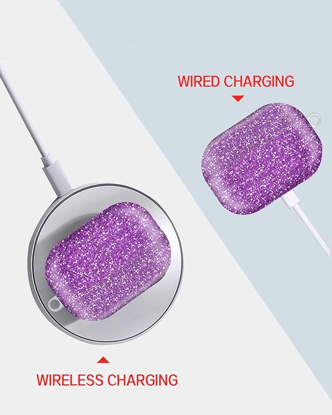 Compatible with AirPod Pro Case 2nd/1st Gen (2023/2022/2019),Shockproof Protective Cover with Keychain for Women,Cute Charging Case for Airpod Pro 2/1(Purple)