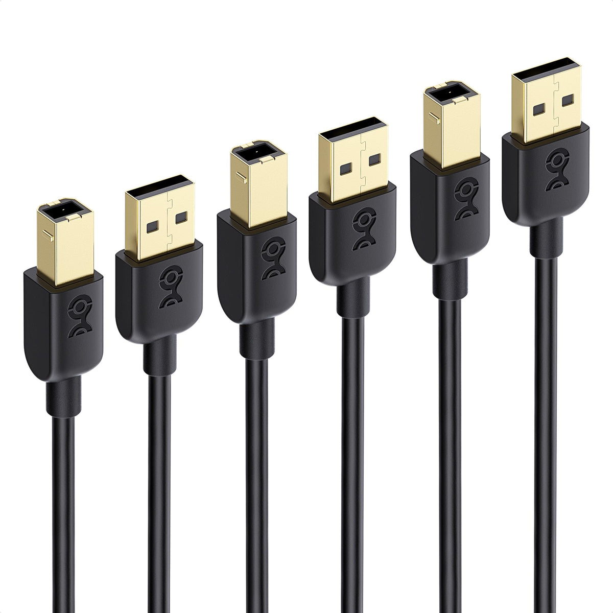 Cable Matters Long 3-Pack USB Printer Cable, USB A to B Cable, 15ft, Black - Image 2