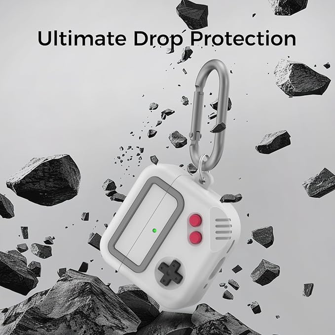 AirPods 4 Case, Silicone Game Design 2024 Case for Apple AirPods 4 Generation with Active Noise Cancellation, Cute Cover for AirPod 4 Gen for Women/Men (Light Grey)