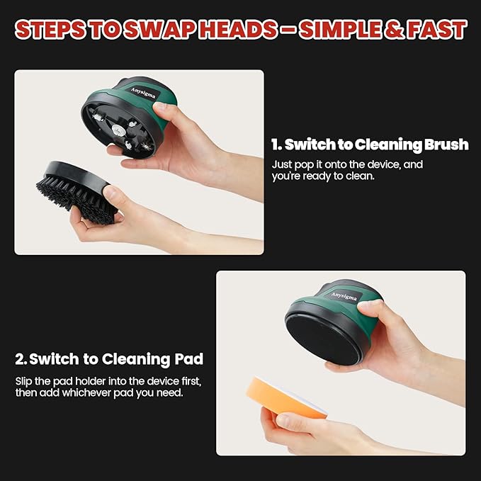 Electric Grill Brush- Waterproof Cordless Rotary Cleaning Brush with 4 Heads for Outdorr Grill,Car,Bathroom