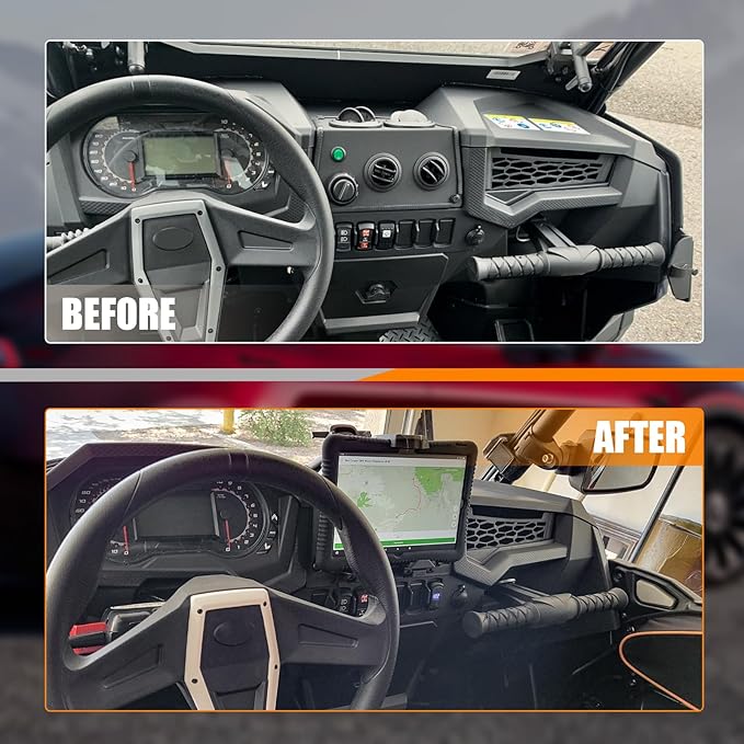 GearUp Electronic Device Holder with Storage Box Compatible with Polaris RZR XP 1000/ XP 4 1000/ XP Turbo 2019-2023 Tablet Phone Device Holder