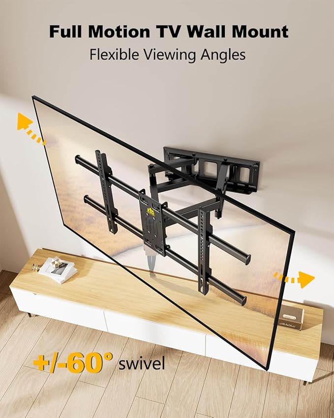 FORGING MOUNT Full Motion TV Wall Mount for 42–95 Inch Screens, Pre-Assembled TV Mount for Easy Install, Swivel, Tilt,Universal Wall Mount Bracket,VESA 800x400mm Holds 154 lbs, 12″/16″ Wood Studs