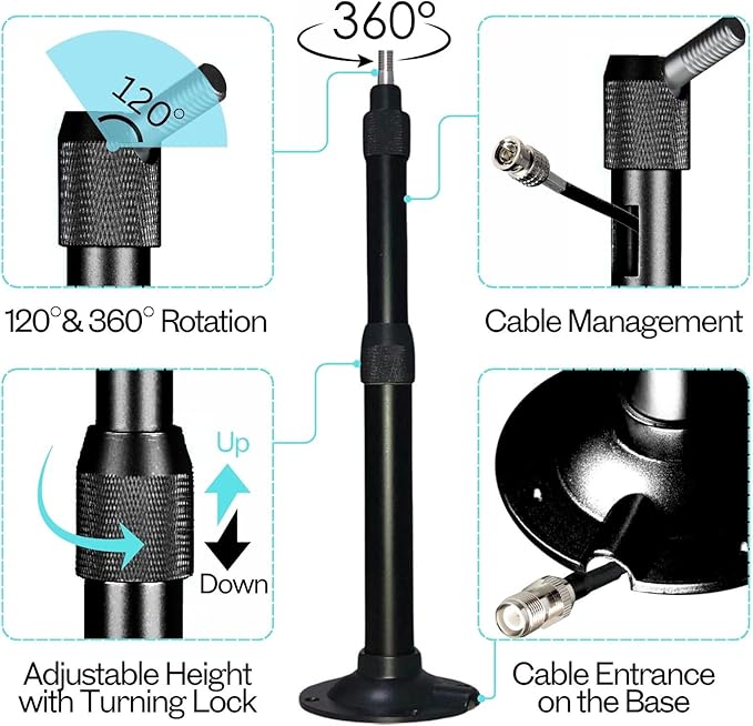 2 pcs Wall Mount for Shuer UA874 PA805 Wireless Antenna Paddle Install, Mic Hanger Stand for Sdudio, Conference, Aluminum (Black, Small)