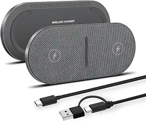2 in 1 Wireless Charger,50W Double Wireless Charging Station for iPhone