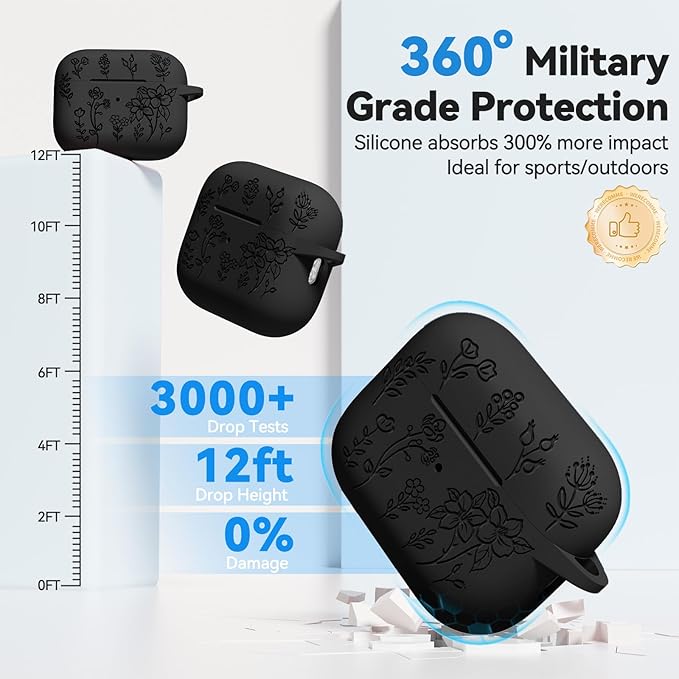 for AirPods Pro 2 Case, Soft Silicone Airpod Pro Case Cover QUTE with Keychain & Cleaning Kit Compatible with AirPods Pro 2nd/1st Generation for Women Girly, Anti-Scratch
