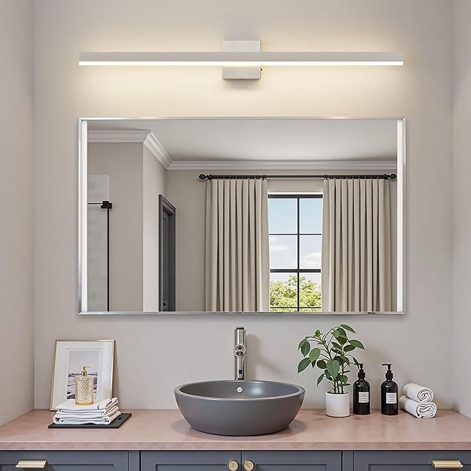 Nickel Bathroom Vanity Light 39.4 inch, 24W Dimmable 5CCT LED Bathroom Light Fixture Over Mirror Restroom-ETL Certificated
