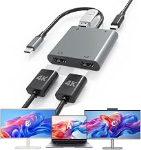 USB C to Dual HDTV Adapter, 4K@60Hz USB C Hub Multiport Adapter - Image 1
