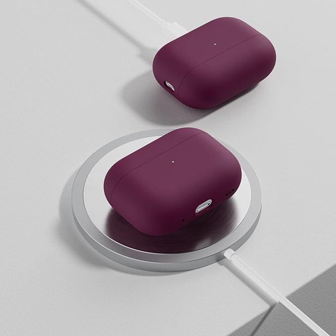 ORNARTO Compatible with AirPods Pro 2 Case 2022, Full Protective Hybrid Silicone for AirPods Pro 2nd Generation Case, Front LED Visible Skin Cover-Wine Red