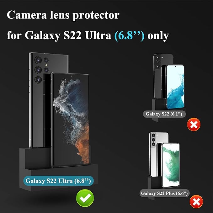 [3+2PCS] YWXYW for Samsung Galaxy S22 Ultra Camera Lens Protector, Aluminum Alloy Tempered Glass, [Installation Frame] with Camera Screen Protector for S22 Ultra 5G (Multi-Coloured)