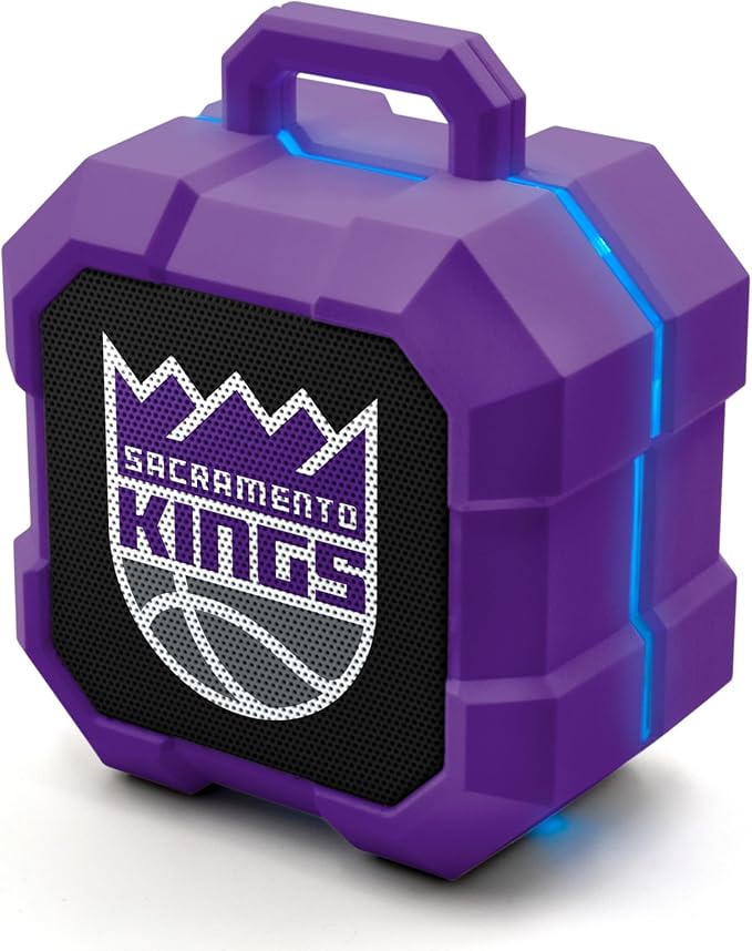 SOAR NBA Shockbox LED Wireless Bluetooth Speaker - Water Resistant IPX4, 5.0 Bluetooth with Over 5 Hours of Play Time - Small Portable Speaker - Officially Licensed NBA, Perfect Home & Outdoor Speaker
