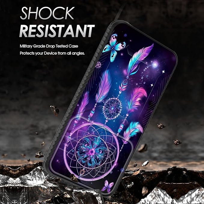 for Galaxy S26 Case Built in Slide Camera Lens Cover,Heavy Duty Shockproof Protection Dual Layer Case for Samsung Galaxy S26 6.3" 2026,Butterfly Dream Catcher