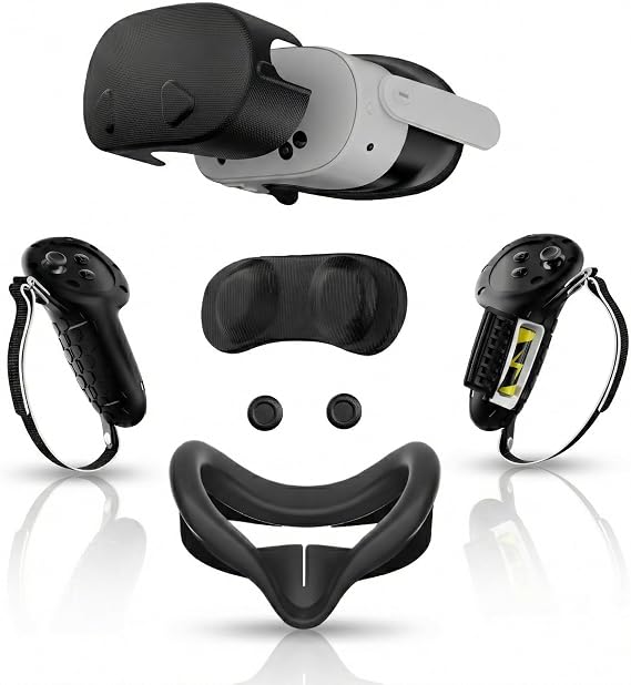 APEXINNO Silicone Cover Set Compatible with Meta Quest 3S Accessories,Controller Grips,VR Shell Cover,Face Cover,Protective Lens Cover,Not for Quest 3