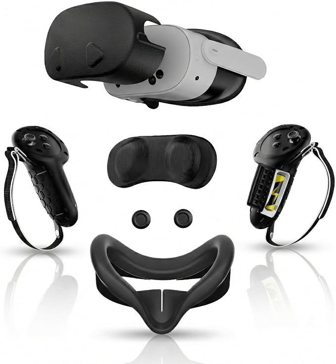 APEXINNO Silicone Cover Set Compatible with Meta Quest 3S Accessories,Controller Grips,VR Shell Cover,Face Cover,Protective Lens Cover,Not for Quest 3