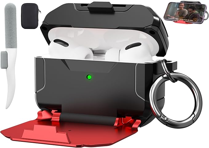 Valkit Compatible Airpods Pro 2nd/1st Generation Case Cover, Military Rugged AirPods Pro 2 Cases with Keychain & Cleaning Pen Shockproof Protective Case for Air Pod Pro 2nd/1st Gen 2023/2022/2019