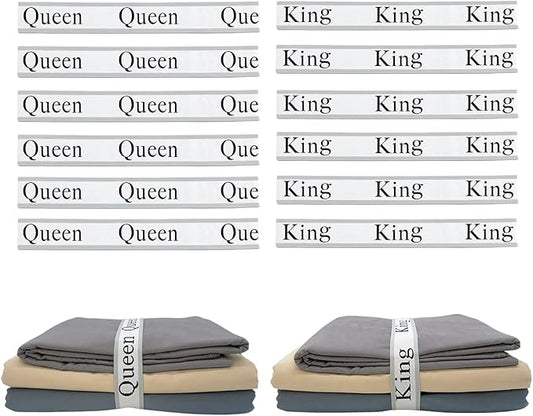 12 Pieces Bed Sheet Organizer Bands, Closet Organization Sheet Straps, Linen Labels Bedding Bands, Elastic Bed Sheet Storage Sheet Keepers （6PcsQueen 6PcsKing ）