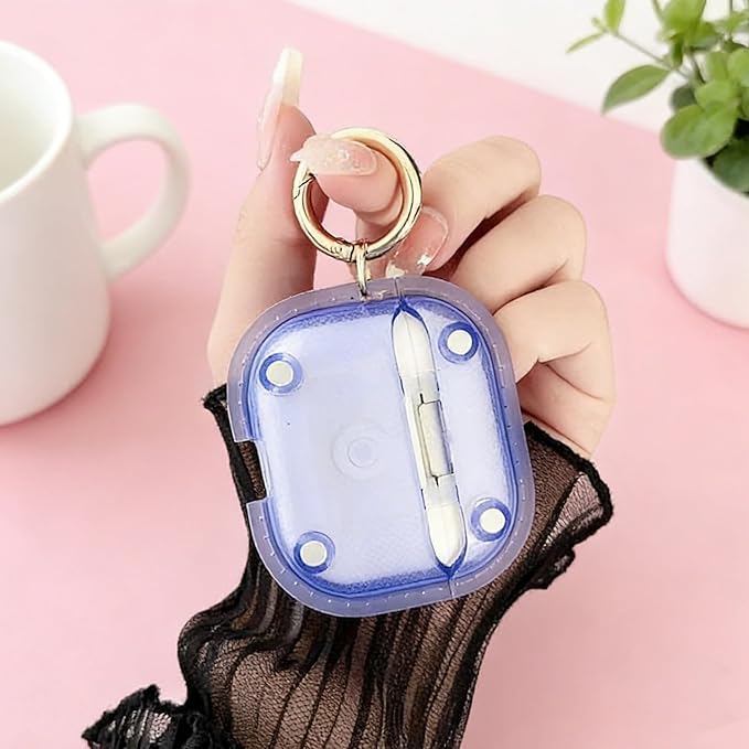 for AirPods Pro 3 Case 2025 with Lock Clear Cases,Soft TPU Cover for Airpods Pro 3rd Case for Air pod Pro 3 Cover with Keychain for Airpods Pro 3 Gen for Women Girls (Blue)