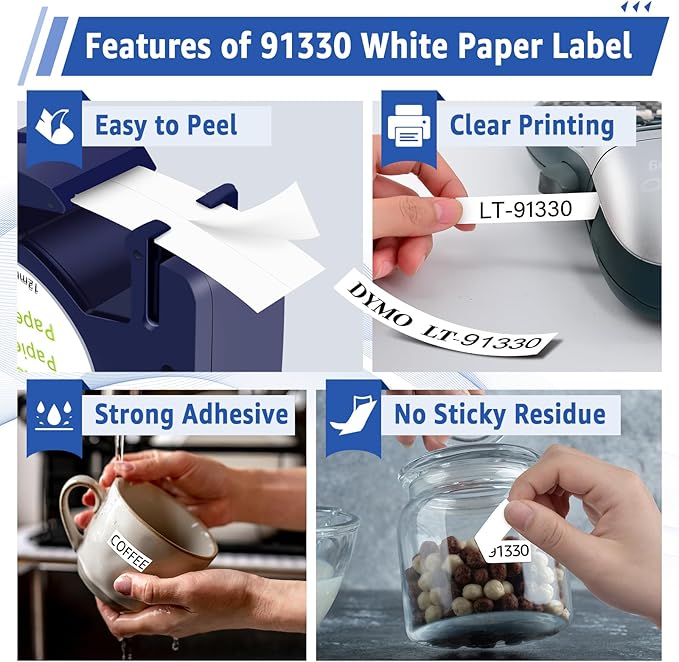 3 Pack Compatible for Dymo Label Maker Refills 91330 10697 White Paper Label Tape 12mm x 4m (1/2" x 13') for Dymo LetraTag Refill 200B LT-100H LT-100T LT-110T OX50, Black on White