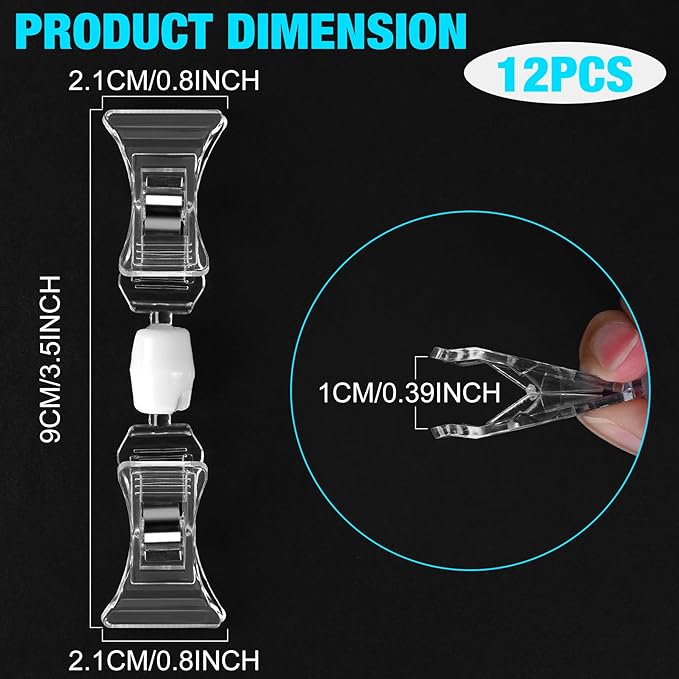 Clear Sign Clips on Merchandise Display 12 Pack Plastic Label Pop Clips on Sign Holder Shelf Double Sided Swivel Price Tag Clips on Clothing Rack Signs Rotatable Menu Clips for Sale Retail Display